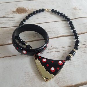 Statement Necklace Matching Bangle Bracelet